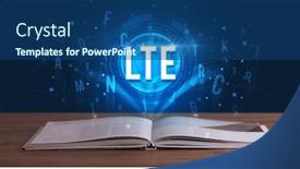  Presentation with digital book - Audience pleasing slides consisting of lte-inscription-coming-out backdrop and a ocean colored foreground