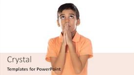  Presentation with latin americacinema - Presentation theme featuring lttle-latin-boy-praying-isolated background and a coral colored foreground