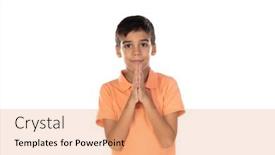  Presentation with background - PPT layouts featuring lttle-latin-boy-praying-isolated background and a coral colored foreground
