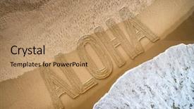  Presentation with aloha - Amazing theme having luau - aloha written on the beach backdrop and a coral colored foreground