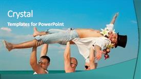  Presentation with blue sky at cook islands - PPT theme featuring luau - happy groom is lifted background and a teal colored foreground