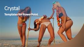  Presentation with fun - Amazing slide set having luau - vacationers have fun doing backdrop and a teal colored foreground