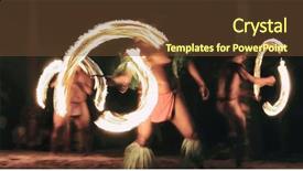  Presentation with hawaiian - Colorful slides enhanced with luau party polynesian fire dancers backdrop and a tawny brown colored foreground