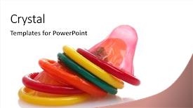 Presentation with condoms - Amazing PPT theme having lube - colorful condoms isolated on white backdrop and a white colored foreground