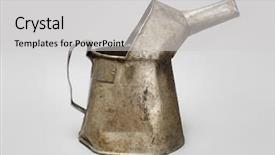  Presentation with dented - Presentation theme consisting of lube - old dented metallic oil can background and a light gray colored foreground