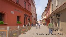  Presentation with architecture old - Presentation design consisting of lublin-poland-july-13-old background and a coral colored foreground