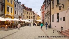  Presentation with architecture old - PPT theme having lublin-poland-july-13-old background and a coral colored foreground