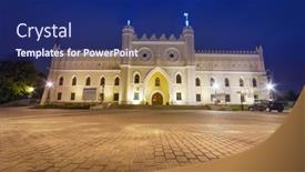  Presentation with architecture city - Amazing presentation theme having lublin-poland-july-13-royal backdrop and a navy blue colored foreground