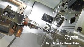  Presentation with drilling - Amazing slide deck having lubricant liquid coolant on metal backdrop and a gray colored foreground