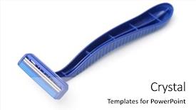  Presentation with razor - Presentation design featuring lubrication equipment - twin blades plastic disposable razor background and a white colored foreground