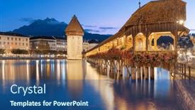  Presentation with switzerland - PPT theme consisting of lucern-switzerland-with-the-chapel and a ocean colored foreground