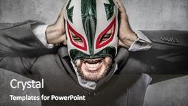  Presentation with executive - Audience pleasing presentation theme consisting of lucha libre - office problems aggressive executive suit backdrop and a dark gray colored foreground