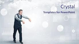  Presentation with report - Amazing slide set having lucid dream - workaholic businessman dreaming about his backdrop and a sky blue colored foreground