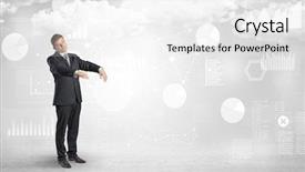  Presentation with report - Beautiful theme featuring lucid dream - workaholic businessman dreaming about his backdrop and a white colored foreground