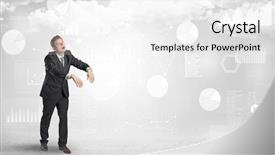  Presentation with report - Slides having lucid dream - workaholic businessman dreaming about his background and a  colored foreground