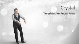  Presentation with cost saving report - Theme enhanced with lucid dream - workaholic businessman dreaming about his background and a  colored foreground