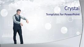  Presentation with reslience at work - Colorful slides enhanced with lucid dream - workaholic businessman dreaming about his backdrop and a sky blue colored foreground