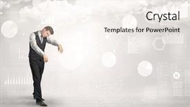  Presentation with report - Presentation theme featuring lucid dream - workaholic businessman dreaming about his background and a sky blue colored foreground