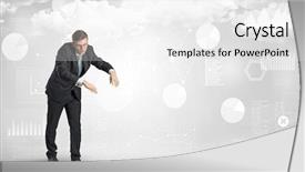  Presentation with report - Presentation design featuring lucid dream - workaholic businessman dreaming about his background and a white colored foreground