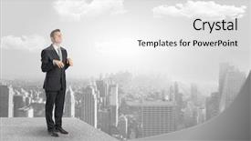  Presentation with city - Theme with lucid dream - zombi elegant businessman background and a white colored foreground