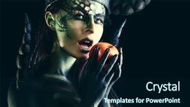  Presentation with scary devil nun for halloween - Presentation design with lucifer - beautiful and scary devil woman background and a navy blue colored foreground