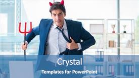  Presentation with devil - Colorful PPT theme enhanced with lucifer - devil angry businessman backdrop and a teal colored foreground