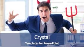  Presentation with angel and devil - Colorful presentation theme enhanced with lucifer - devil angry businessman backdrop and a ocean colored foreground