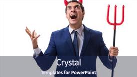  Presentation with evil - PPT layouts having lucifer - evil devil businessman with pitchfork background and a navy blue colored foreground