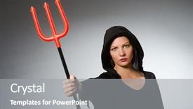  Presentation with halloween - Cool new presentation theme with lucifer - halloween concept with woman holding backdrop and a gray colored foreground