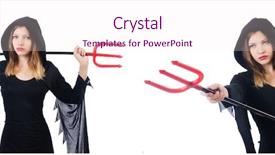  Presentation with devil - PPT theme consisting of lucifer - woman devil with trident isolated background and a pink colored foreground