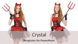  Presentation with white and black woman climbing ladders - Slides featuring lucifer - woman devil with trident background and a soft green colored foreground