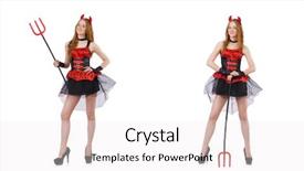  Presentation with devil - PPT theme having lucifer - woman devil with trident background and a sky blue colored foreground