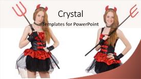  Presentation with devil - Beautiful slide deck featuring lucifer - woman devil with trident backdrop and a lemonade colored foreground