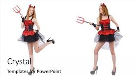  Presentation with devil - Cool new presentation theme with lucifer - woman devil with trident backdrop and a white colored foreground