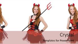  Presentation with devil - Amazing slides having lucifer - woman devil with trident backdrop and a red colored foreground