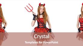  Presentation with devil - Theme consisting of lucifer - woman devil with trident background and a coral colored foreground