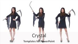  Presentation with white and black woman climbing ladders - Beautiful presentation theme featuring lucifer - woman with scythe isolated backdrop and a  colored foreground