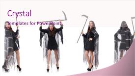  Presentation with white and black woman climbing ladders - Presentation theme featuring lucifer - woman with scythe isolated background and a  colored foreground