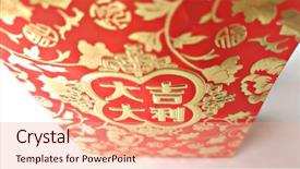  Presentation with chinese new year lunar - Cool new PPT layouts with luck prosperity ornate design character backdrop and a coral colored foreground