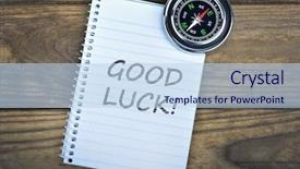  Presentation with good luck - Presentation design consisting of luck text and metallic compass background and a light blue colored foreground