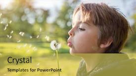  Presentation with nature meadow baby and child - PPT layouts featuring lucking freedom - child blowing dandelion background and a  colored foreground