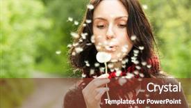  Presentation with forest patches - Amazing slide deck having lucking freedom - girl blowing on white dandelion backdrop and a tawny brown colored foreground