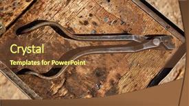  Presentation with wood tools - PPT theme featuring lucking gools - horseshoes horse tools background and a tawny brown colored foreground