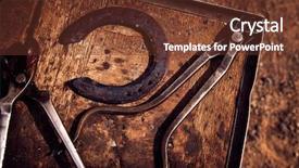  Presentation with wood tools - Cool new slides with lucking gools - horseshoes horse tools backdrop and a tawny brown colored foreground