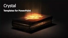  Presentation with magic book - Presentation theme having lucking gools - old opened magic book background and a black colored foreground