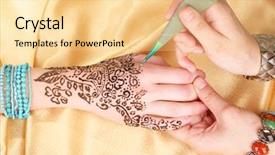 Presentation with process - PPT theme with lucking gools - process of applying mehndi background and a blonde colored foreground