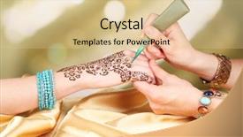  Presentation with process - PPT theme having lucking gools - process of applying mehndi background and a lemonade colored foreground