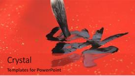  Presentation with chinese calligraphy - Audience pleasing presentation theme consisting of lucking gools - writing chinese calligraphy with word backdrop and a red colored foreground