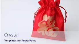  Presentation with bag - Presentation design featuring lucky-bag-on-the-white background and a sky blue colored foreground