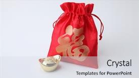  Presentation with bag - Slide set with lucky-bag-with-ingot background and a light gray colored foreground